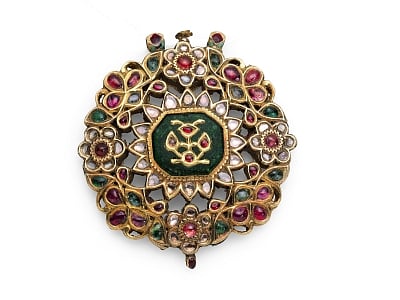 A Gem-Set and Enamelled Pendant, India, 19th century, est. ÃƒÂ‚Ã‚Â£2,000-3,000.
