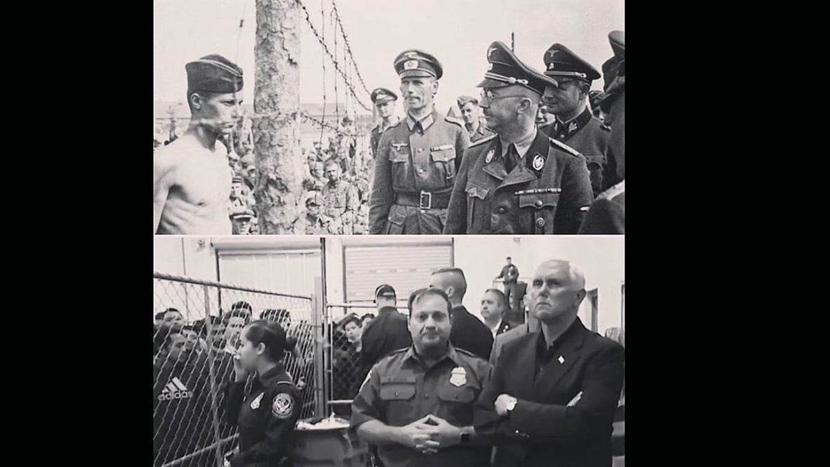 Photo of Heinrich Himmler next to a photo of US Vice President, Mike Pence&nbsp;