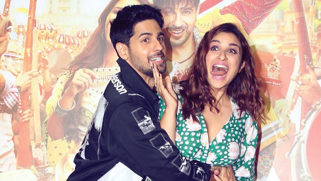 Sidharth Malhotra and Parineeti Chopra at the <i>Jabariya Jodi</i> trailer launch.