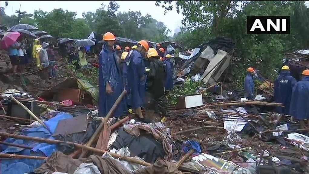 A wall collapsed on hutments in the Pimpripada area of Malad East due to heavy rainfall.
