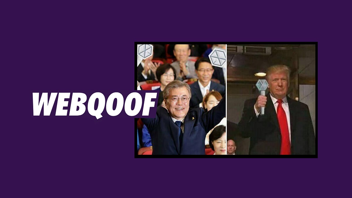 Viral images falsely claimed that Donald Trump and Moon Jae-in were holding light sticks.
