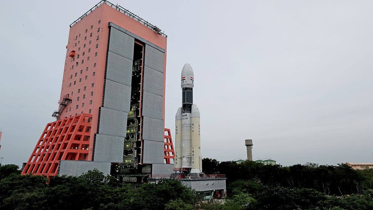 GSLV Mark III-M1 vehicle coming out of the Vehicle Assembly Building.