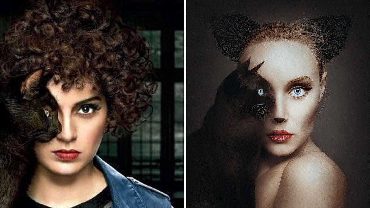 Poster of <i>Judgementall Hai Kya </i>(L) and one of Flóra Borsi’s photographs (R)