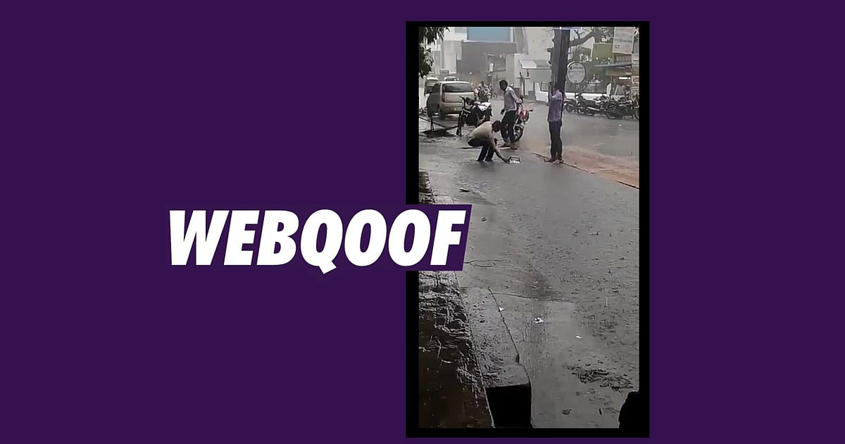 Image accompanying A video of a two-wheeler falling into a huge pothole has been going viral on social media since 8 July.