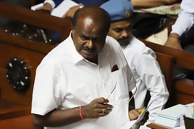 Bengaluru: Karnataka Chief Minister H.D. Kumaraswamy during state assembly session at Vidhan Soudha in Bengaluru on July 12, 2019. (Photo: IANS)