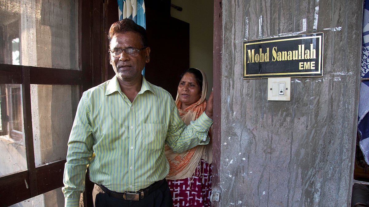 File image of Retired army officer Mohd Sanaullah leaving his house in Guwahati.