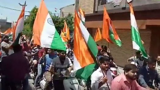 Right-wing Hindutva group Bajrang Dal held a celebratory bike rally in Jammu.