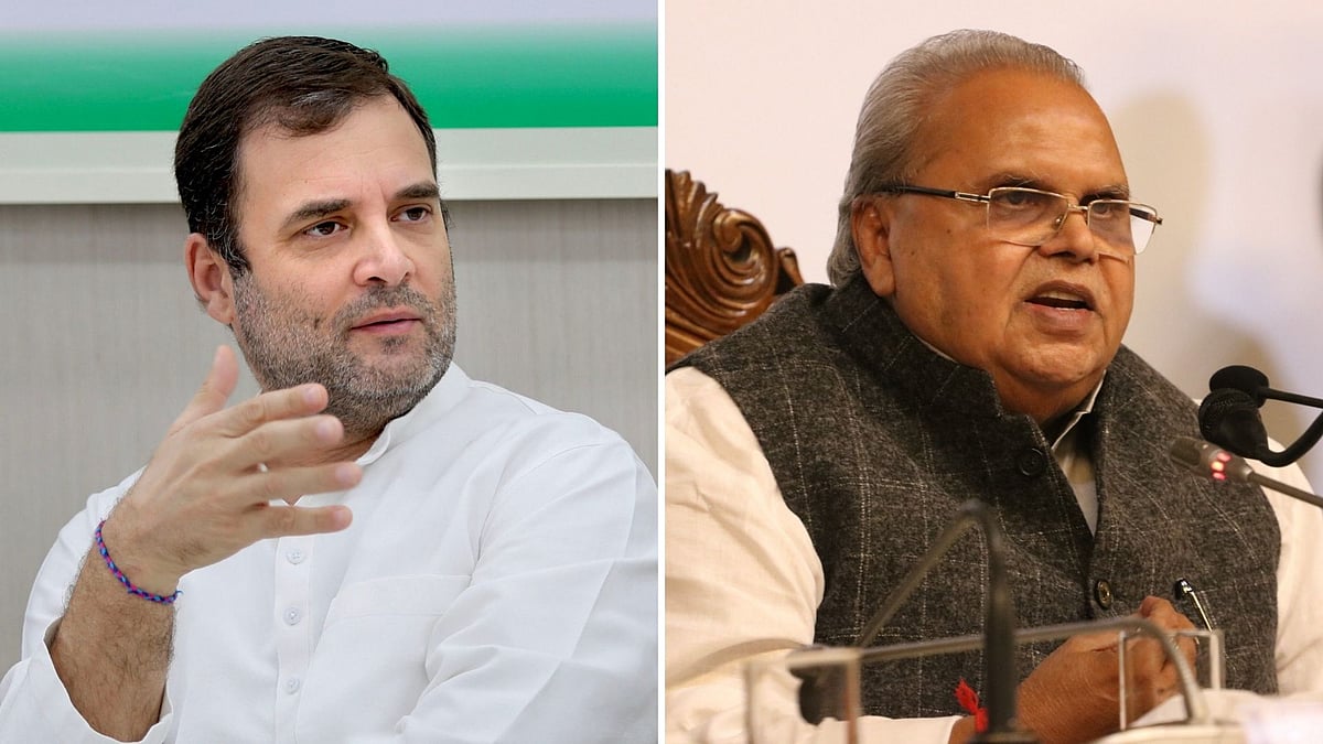 Congress leader Rahul Gandhi and J&K Governor Satya Pal Malik. 