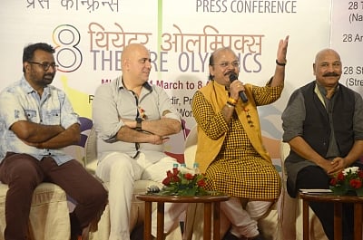 Mumbai: National School of Drama Director Prof. Waman Kendre addresses a press conference regarding 8th Theatre Olympics in Mumbai, on March 16, 2018. (Photo: IANS)