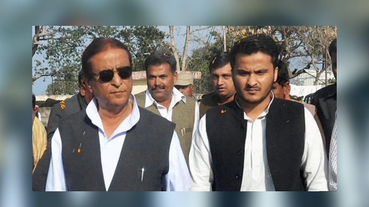 SP leader Azam Khan with his son Abdullah Khan.