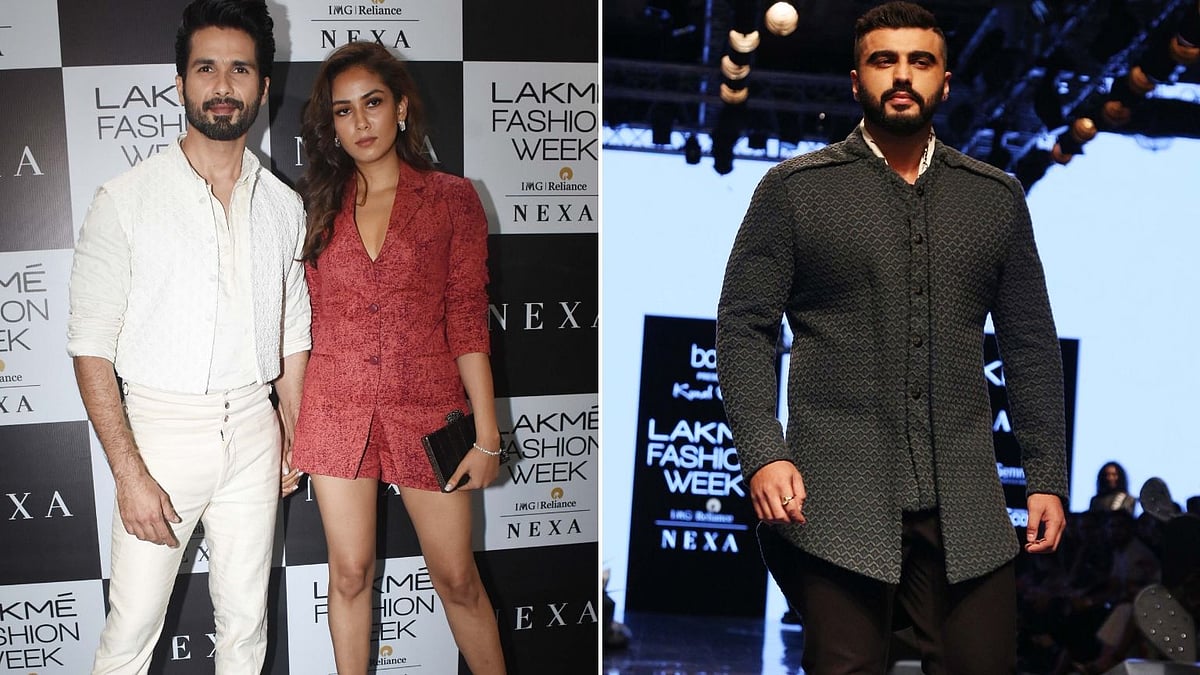 Shahid Kapoor, Mira Rajput &amp; Arjun Kapoor at designer Kunal Rawal’s show.