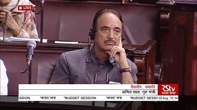 New Delhi: Congress MP Ghulam Nabi Azad in Rajya Sabha on Aug 5, 2019. (Photo: IANS/RSTV)