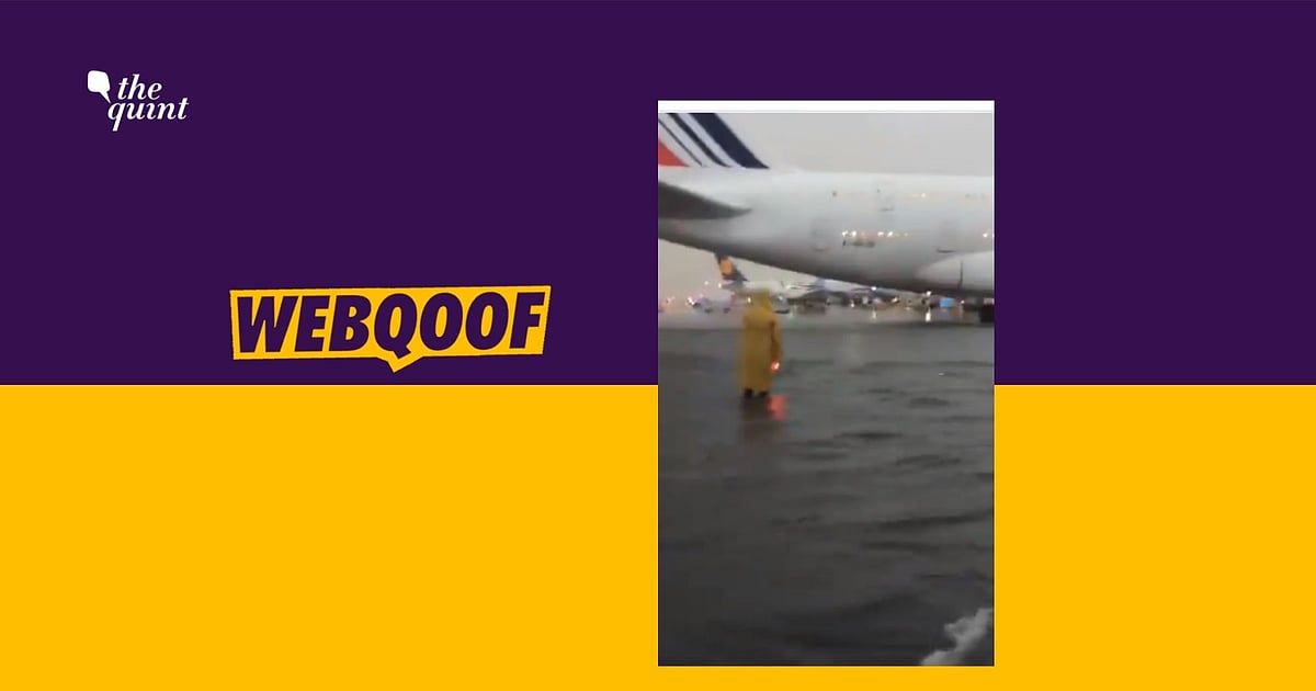 Image accompanying This video is recent and shows waterlogging at Mumbai Airport.