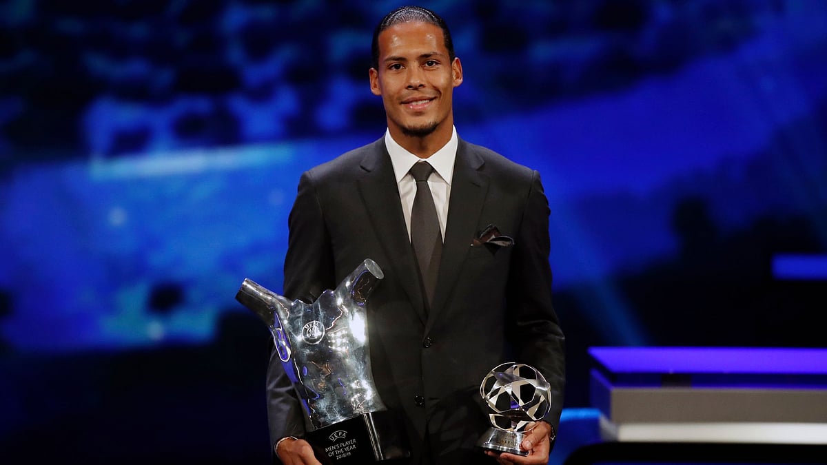 Van Dijk won the men’s award after helping Liverpool win its sixth European title in June.