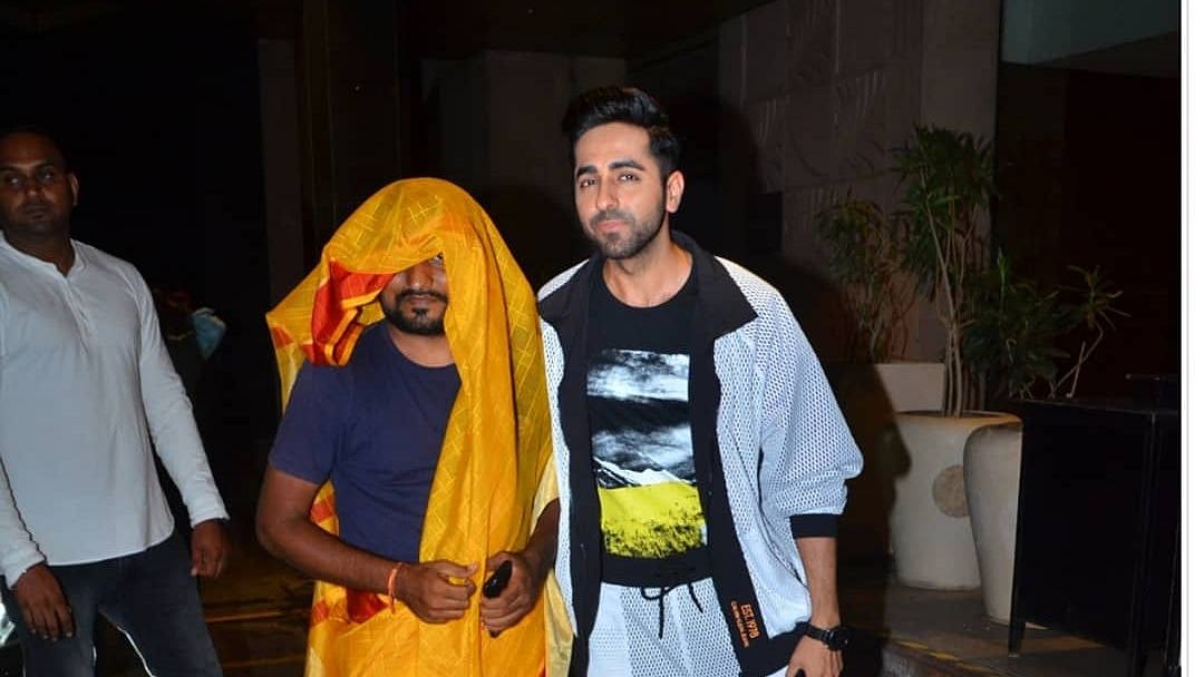 Ayushmann Khurrana with a fan.