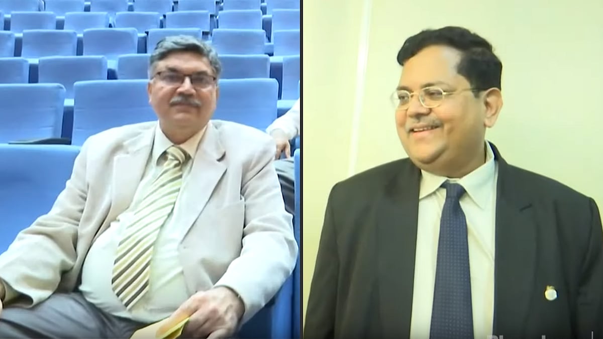 PNB CEO Sunil Mehta (L) with Canara Bank MD & CEO Sankara Narayan.