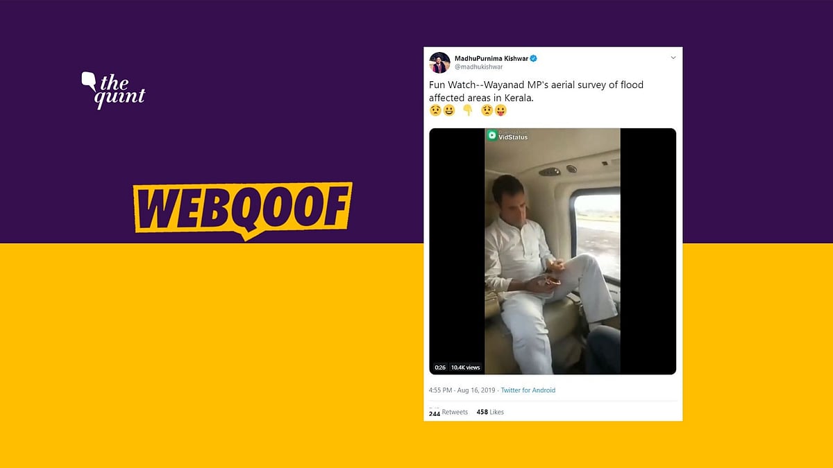 A video of Rahul Gandhi eating samosa was falsely shared as his aerial survey in Kerala.