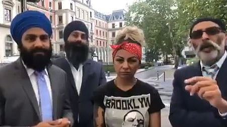 Hard Kaur with Khalistan supporters.