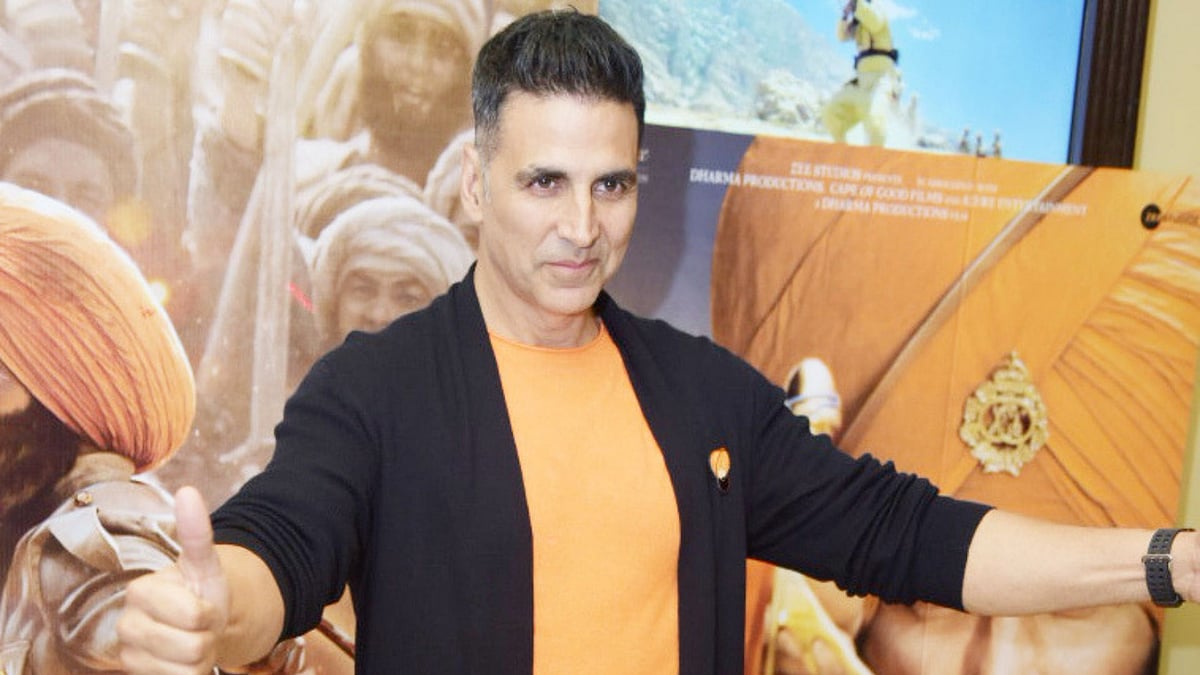 Akshay Kumar at a promotional event for <i>Kesari.</i>