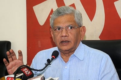 Kolkata: CPI-M General Secretary Sitaram Yechury addresses a press conference in Kolkata, on July 23, 2019. (Photo: IANS/Kuntal Chakrabarty)
