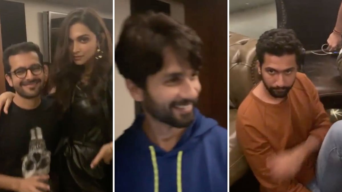 Deepika Padukone, Shahid Kapoor and Vicky Kaushal at a party at Karan Johar’s home.