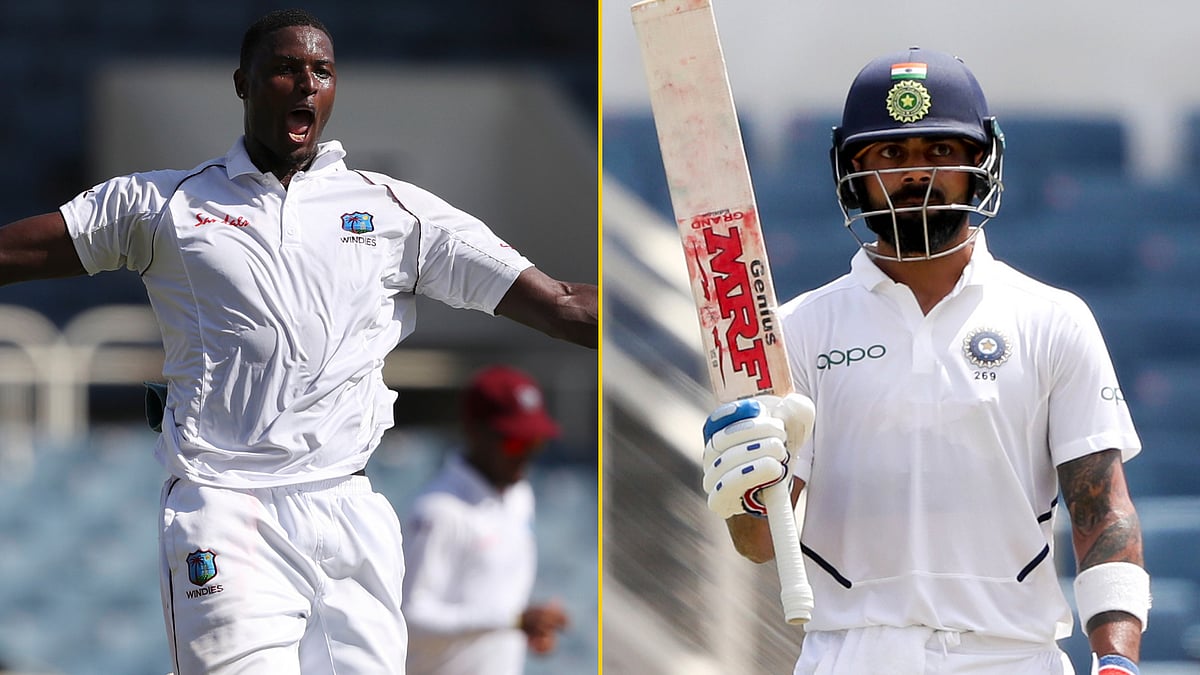 Virat Kohli (right) top-scored with 76, while Holder picked three key wickets to end with 3/39 from 20 overs.