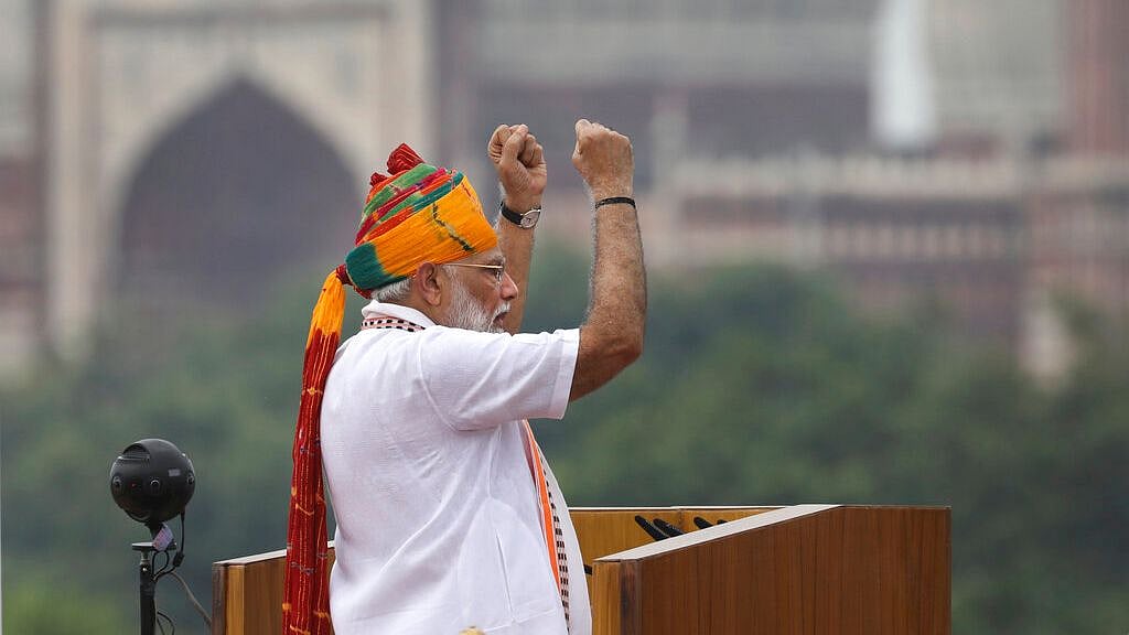 PM Modi during his address at the 73rd Independence Day celebrations.