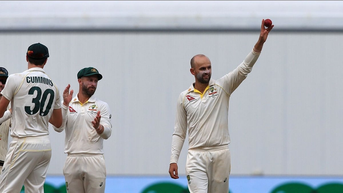 <div class="paragraphs"><p>Nathan Lyon celebrates a wicket.</p></div>