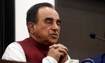 New Delhi: BJP MP Subramanian Swamy addresses a press conference in New Delhi on March 14, 2017. (Photo: IANS)