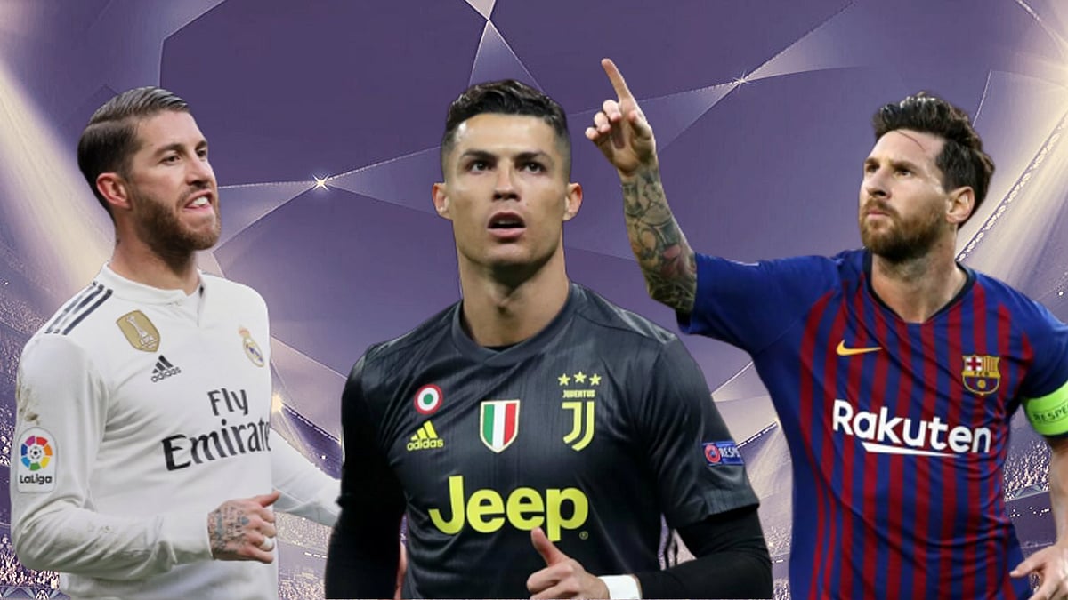 From left to right: Sergio Ramos (Real Madrid), Cristiano Ronaldo (Juventus) and Lionel Messi (Barcelona).