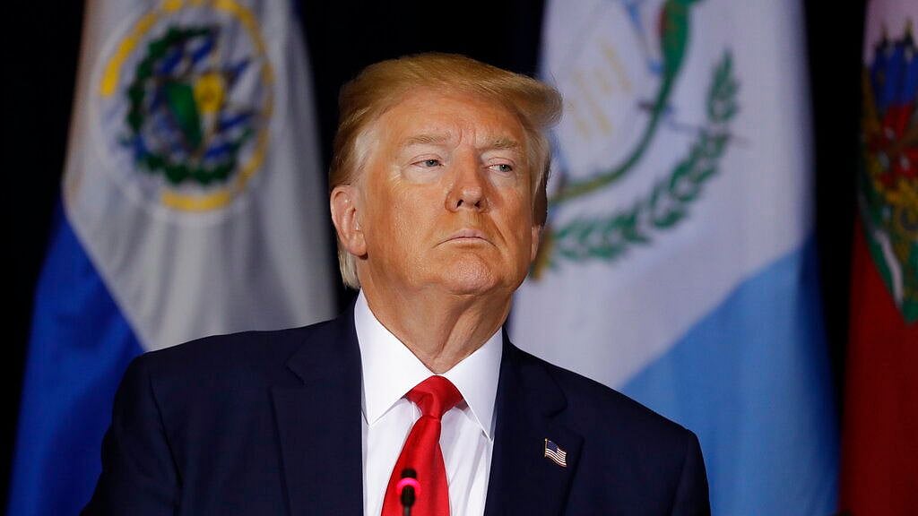 US President Donald Trump attends a multilateral meeting on Venezuela at the Inter-Continental New York Barclay hotel during the United Nations General Assembly on Wednesday, 25 September 2019, in New York.&nbsp;