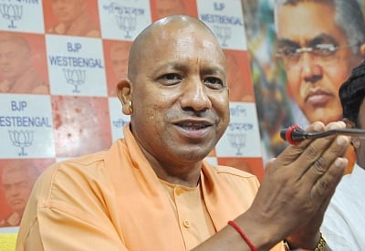 Kolkata: Uttar Pradesh Chief Minister Yogi Adityanath addresses a press conference at BJP office, in Kolkata on May 15, 2019. (Photo: Kuntal Chakrabarty/IANS)