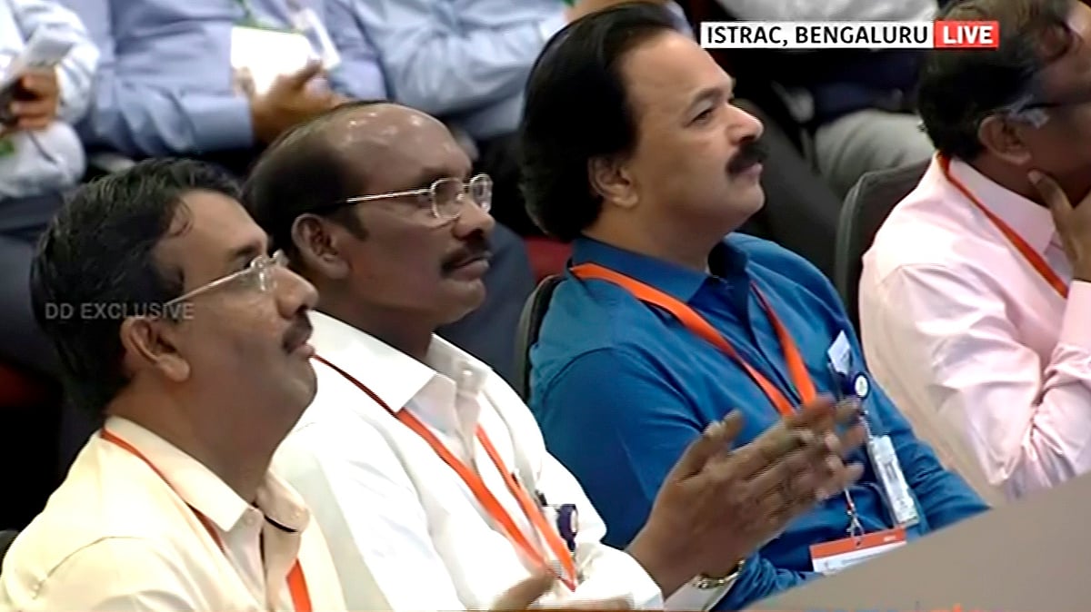 ISRO Chief K Sivan monitors the landing from Bengaluru.