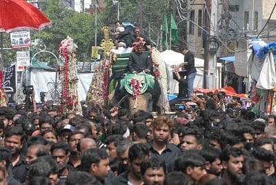 Hyderabad: Shiite Muslims participate in a Muharram procession, in Hyderabad on Sep 10, 2019. (Photo: IANS)