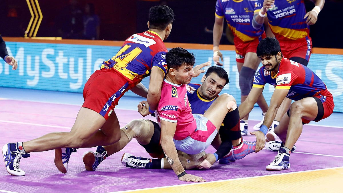 UP Yoddha produced a clinical performance to beat Jaipur Pink Panthers 38-32 in their Pro Kabaddi League match.