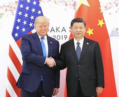 OSAKA, June 29, 2019 (Xinhua) -- Chinese President Xi Jinping meets with U.S. President Donald Trump in Osaka, Japan, June 29, 2019. (Xinhua/IANS)
