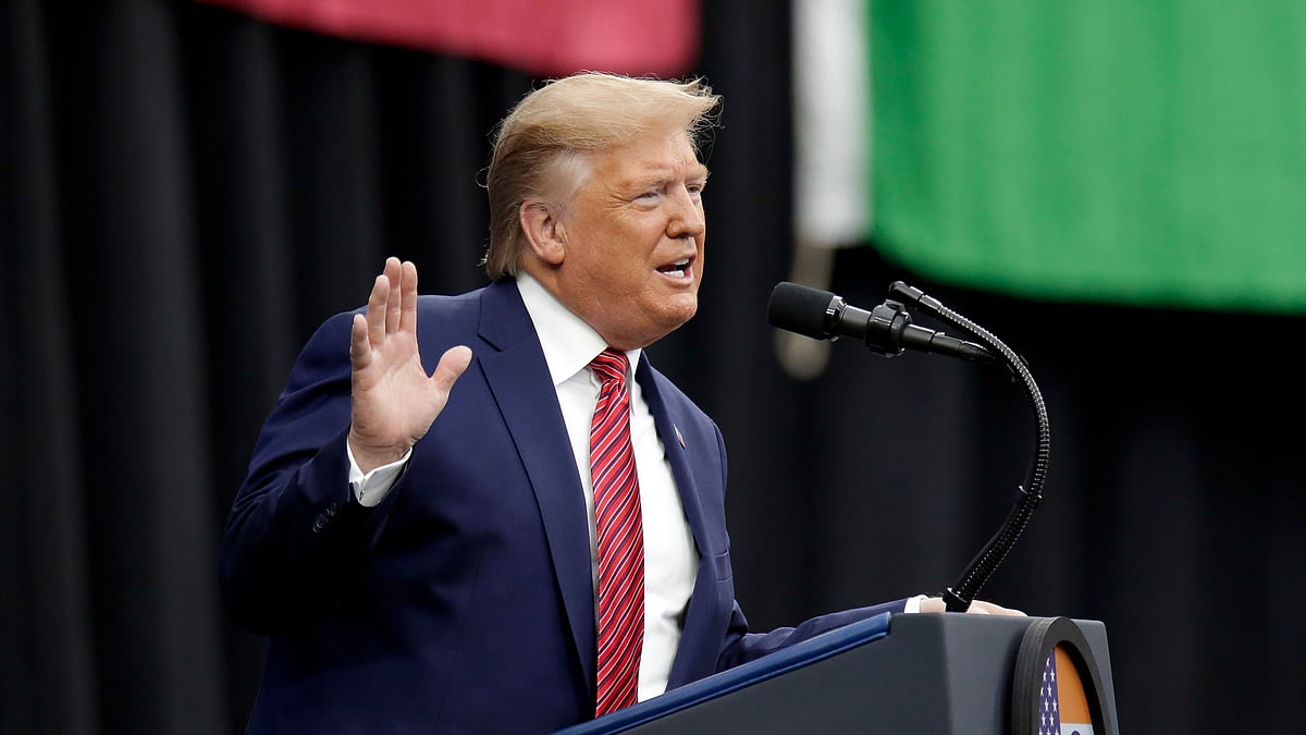 US President Donald Trump speaks at the ‘Howdy, Modi’ event.