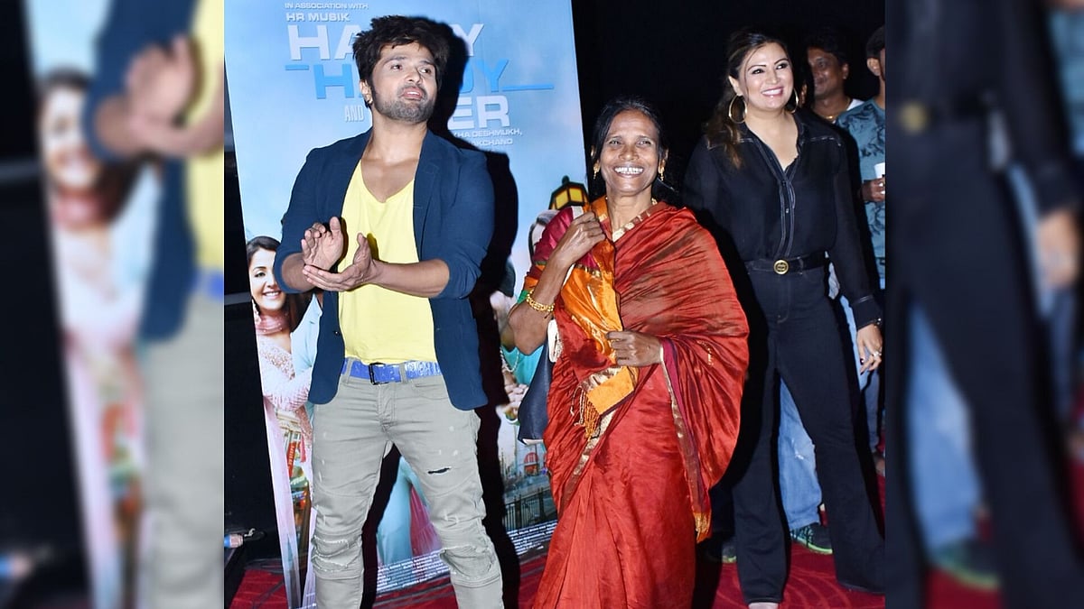 Himesh Reshammiya and Ranu Mondal at the launch event. 