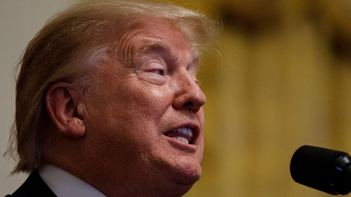 President Donald Trump speaks at the Hispanic Heritage Month Reception in the East Room of the White House in Washington on Friday, 27 September 2019.