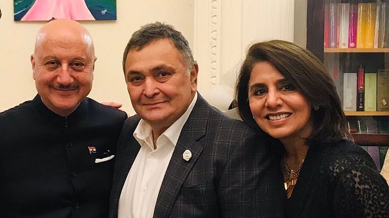 Anupam Kher with Rishi and Neetu Kapoor. 