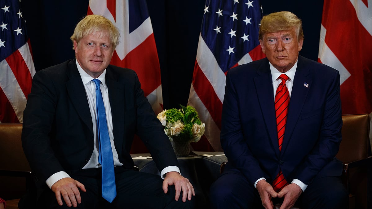 President Donald Trump meets with British Prime Minister Boris Johnson at the United Nations General Assembly in New York.