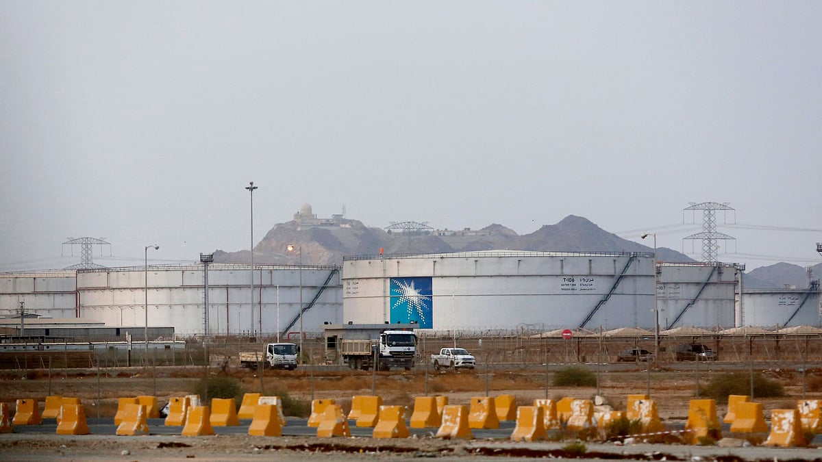 Storage tanks at the North Jiddah bulk plant, an Aramco oil facility, in Jiddah, Saudi Arabia.