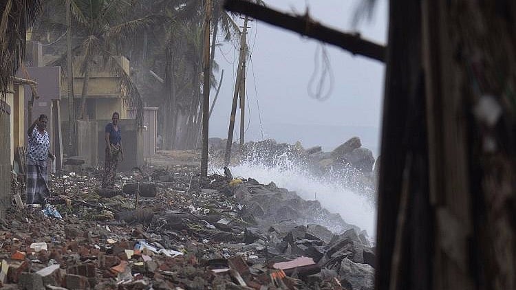 Damages to the coast line because of coast erosion in Kerala that the govt is trying to improve.&nbsp;