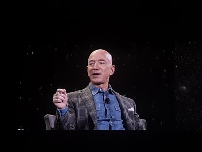 Las Vegas: Jeff Bezos during on-stage talk at Amazon re: Mars conference in Las Vegas on June 6, 2019. (Photos: IANS)