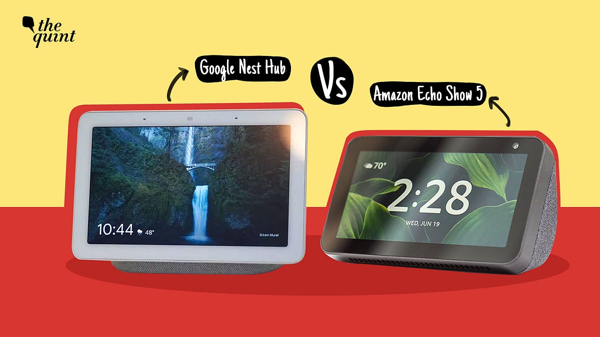 The Google Nest Hub (left) and the Amazon Echo Show 5 (right). 