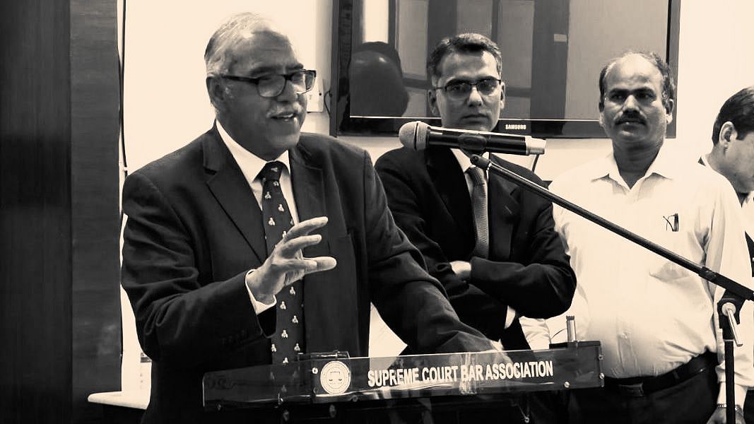 File photo of Justice Deepak Gupta speaking at a Supreme Court event.
