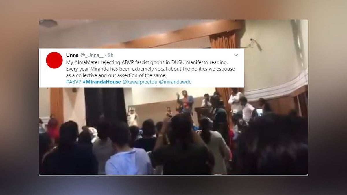 Students at Miranda House campaign against ABVP activists. 