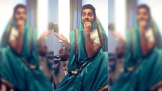 Ayushmann Khurrana sports a saree for his upcoming film <i>Dream Girl</i>.