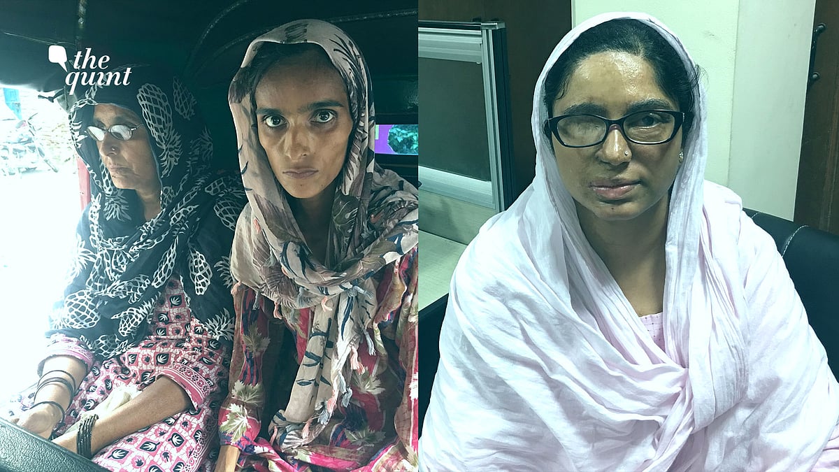 22-year-old Ruman (L) sitting with her mother. Activist Shaheen Malik (R) an acid attack survivor has raised questions on Indraprastha Apollo’s conduct.