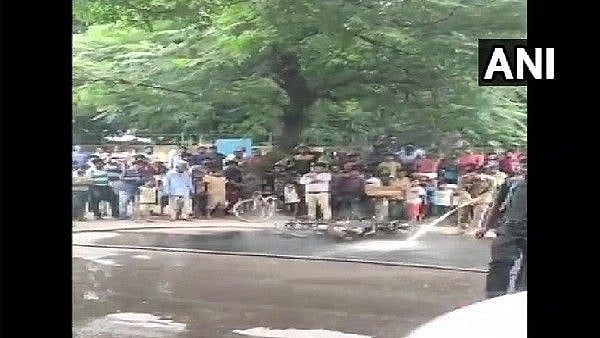 Man set ablaze the fuel tank of the motorbike.